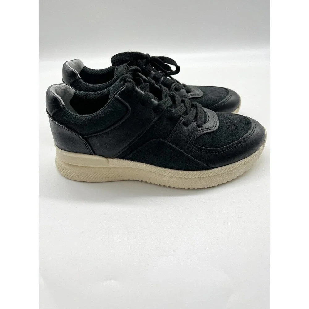 NWOB O By Everlane The Trainer Unisex Leather Black Low Top Sneakers W 7 M 5